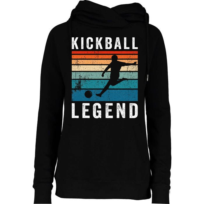 Kickball Legend Funny Kickball Player Retro Kickball Womens Funnel Neck Pullover Hood