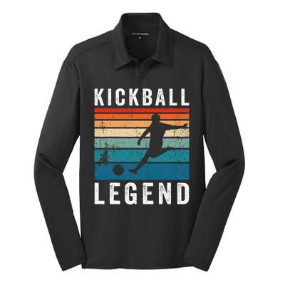 Kickball Legend Funny Kickball Player Retro Kickball Silk Touch Performance Long Sleeve Polo