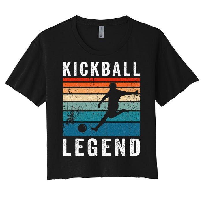 Kickball Legend Funny Kickball Player Retro Kickball Women's Crop Top Tee