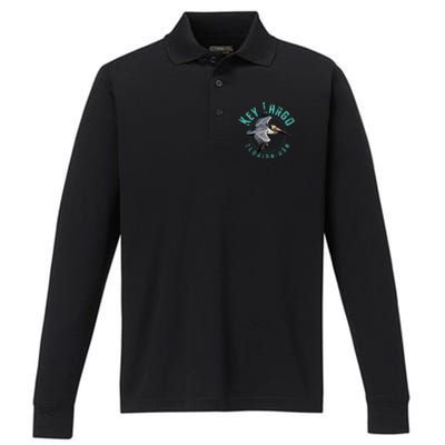 Key Largo Florida Pelican Design Performance Long Sleeve Polo