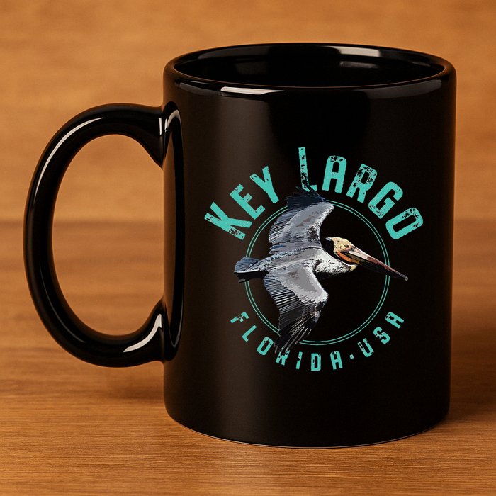 Key Largo Florida Pelican Design 11oz C Handle Ceramic Mug