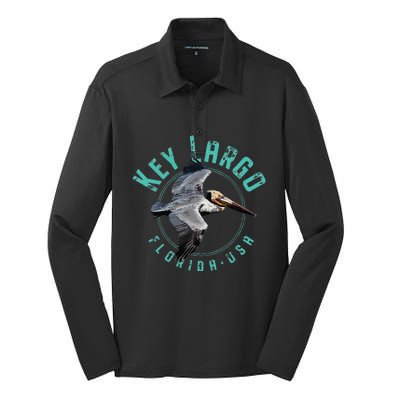 Key Largo Florida Pelican Design Silk Touch Performance Long Sleeve Polo