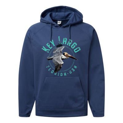 Key Largo Florida Pelican Design Performance Fleece Hoodie