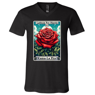 Kama La Flor Latinos For Kamala Harris 2024 V-Neck T-Shirt