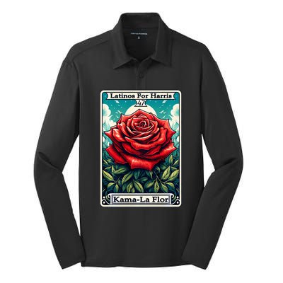 Kama La Flor Latinos For Kamala Harris 2024 Silk Touch Performance Long Sleeve Polo