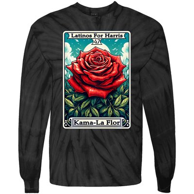 Kama La Flor Latinos For Kamala Harris 2024 Tie-Dye Long Sleeve Shirt