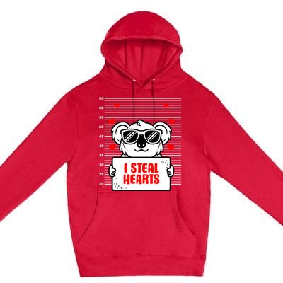 Koala Lover Heart Valentines Day Koala Bear Gift Premium Pullover Hoodie