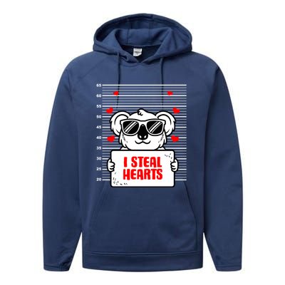 Koala Lover Heart Valentines Day Koala Bear Gift Performance Fleece Hoodie