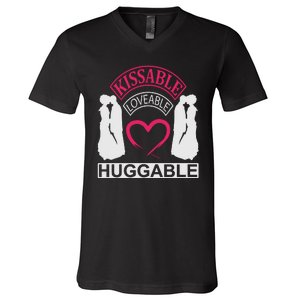 KissAble LoveAble HuggAble V-Neck T-Shirt