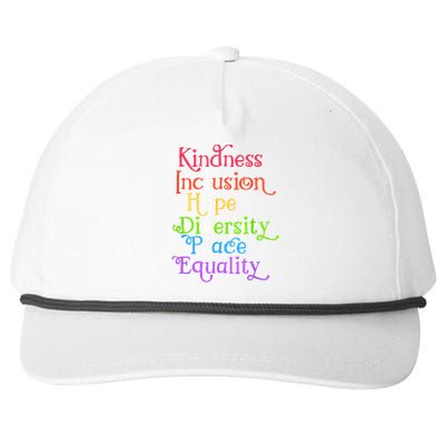 Kindness Love Inclusion Equality Diversity Human Rights Snapback Five-Panel Rope Hat