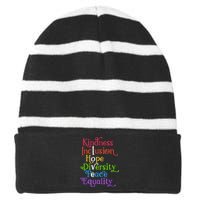 Kindness Love Inclusion Equality Diversity Human Rights Striped Beanie with Solid Band