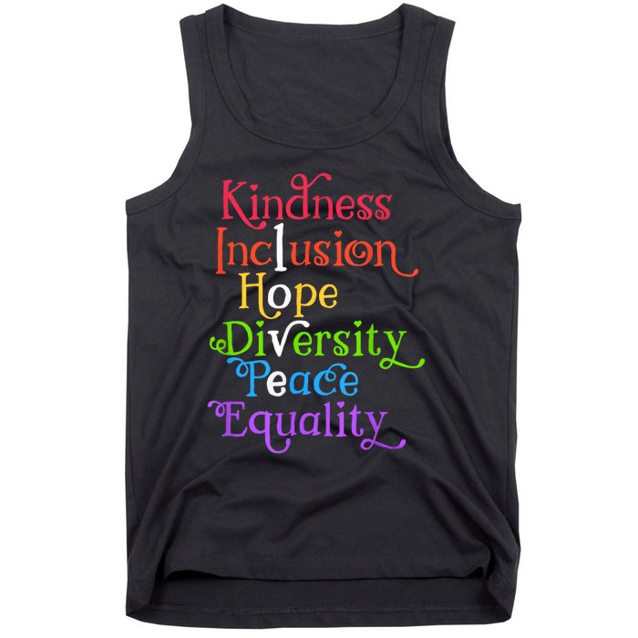 Kindness Love Inclusion Equality Diversity Human Rights Tank Top