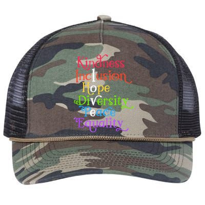 Kindness Love Inclusion Equality Diversity Human Rights Retro Rope Trucker Hat Cap