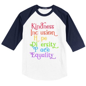 Kindness Love Inclusion Equality Diversity Human Rights Baseball Sleeve Shirt