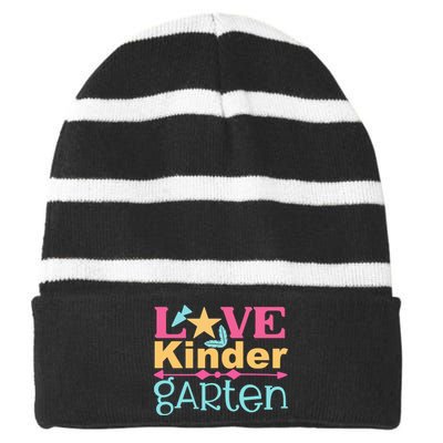 Kindergarten Love Striped Beanie with Solid Band