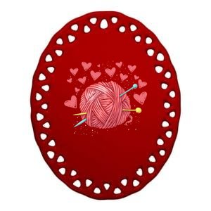 Knitting Lover Knitter Crocheter Hearts Crocheting Knitting Meaningful Gift Ceramic Oval Ornament