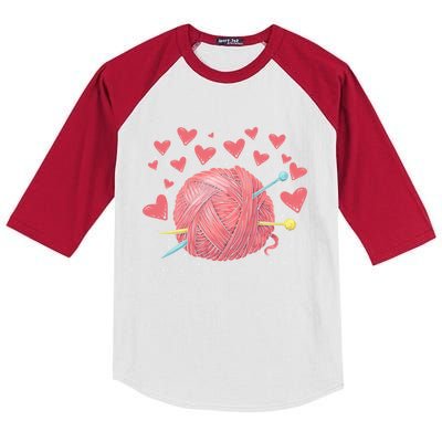 Knitting Lover Knitter Crocheter Hearts Crocheting Knitting Meaningful Gift Kids Colorblock Raglan Jersey