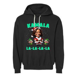 Kamala Lalalala Kamala Harris 2024 Funny Christmas Xmas Garment-Dyed Fleece Hoodie