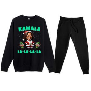 Kamala Lalalala Kamala Harris 2024 Funny Christmas Xmas Premium Crewneck Sweatsuit Set