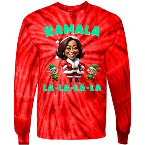 Kamala Lalalala Kamala Harris 2024 Funny Christmas Xmas Tie-Dye Long Sleeve Shirt