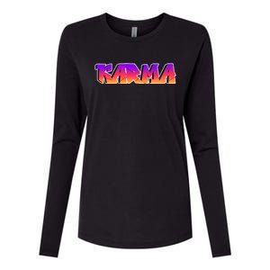 Karma Logo Womens Cotton Relaxed Long Sleeve T-Shirt