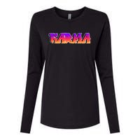 Karma Logo Womens Cotton Relaxed Long Sleeve T-Shirt