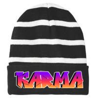 Karma Logo Striped Beanie with Solid Band