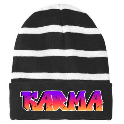 Karma Logo Striped Beanie with Solid Band