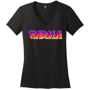 Karma Logo Women's V-Neck T-Shirt