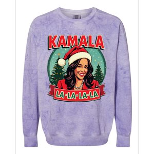 Kamala La La La La Funny Christmas Carol Santa Hat Xmas Pun Colorblast Crewneck Sweatshirt