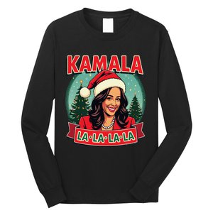 Kamala La La La La Funny Christmas Carol Santa Hat Xmas Pun Long Sleeve Shirt