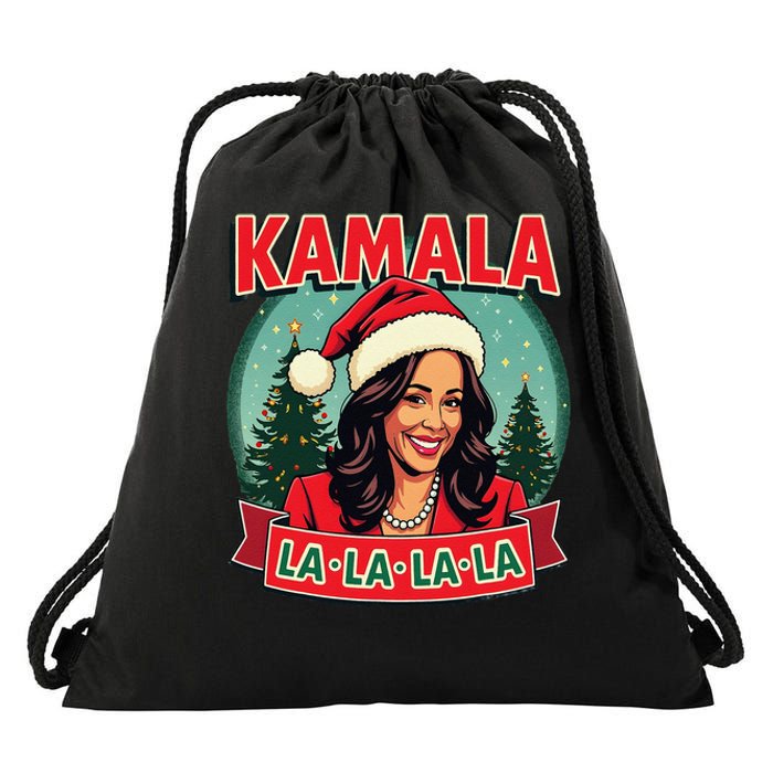 Kamala La La La La Funny Christmas Carol Santa Hat Xmas Pun Drawstring Bag