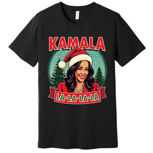 Kamala La La La La Funny Christmas Carol Santa Hat Xmas Pun Premium T-Shirt