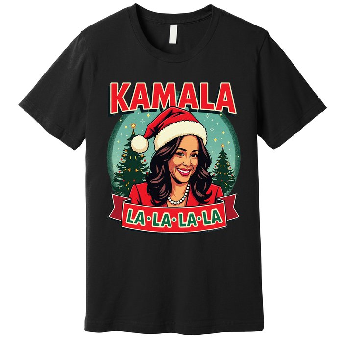 Kamala La La La La Funny Christmas Carol Santa Hat Xmas Pun Premium T-Shirt