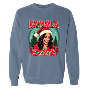 Kamala La La La La Funny Christmas Carol Santa Hat Xmas Pun Garment-Dyed Sweatshirt