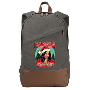 Kamala La La La La Funny Christmas Carol Santa Hat Xmas Pun Cotton Canvas Backpack