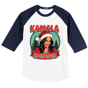 Kamala La La La La Funny Christmas Carol Santa Hat Xmas Pun Baseball Sleeve Shirt