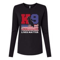 K9 Lives Matter K9 Police Dog Usa American Flag Womens Cotton Relaxed Long Sleeve T-Shirt