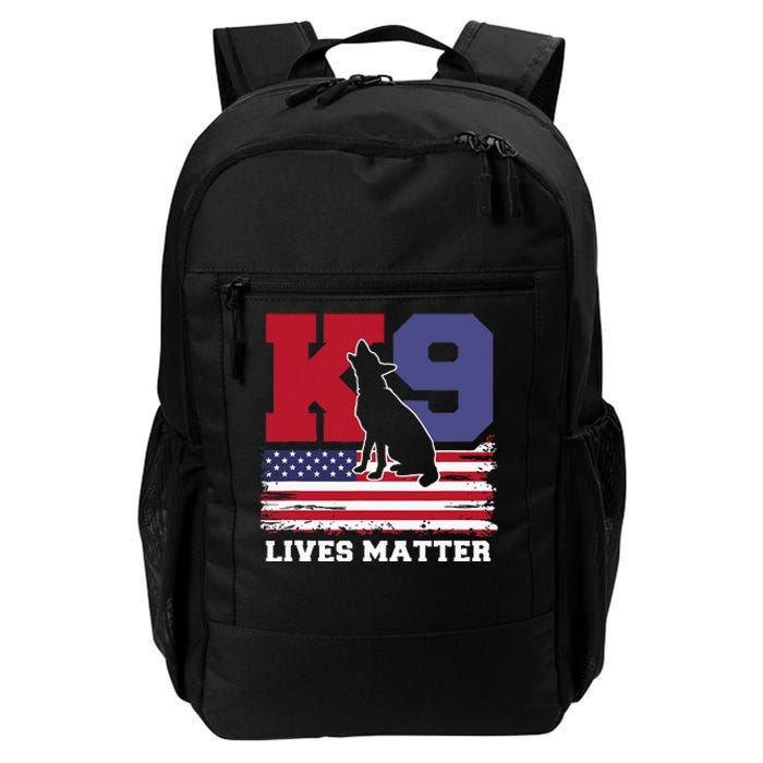 K9 Lives Matter K9 Police Dog Usa American Flag Daily Commute Backpack