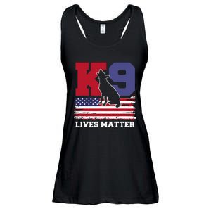 K9 Lives Matter K9 Police Dog Usa American Flag Ladies Essential Flowy Tank