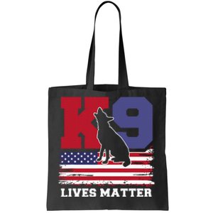 K9 Lives Matter K9 Police Dog Usa American Flag Tote Bag