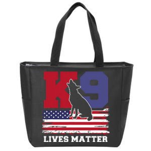 K9 Lives Matter K9 Police Dog Usa American Flag Zip Tote Bag