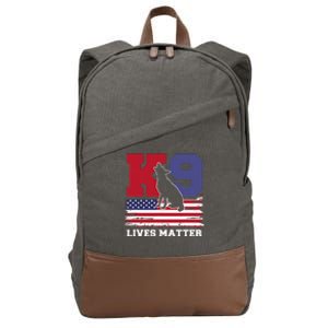 K9 Lives Matter K9 Police Dog Usa American Flag Cotton Canvas Backpack