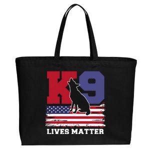 K9 Lives Matter K9 Police Dog Usa American Flag Cotton Canvas Jumbo Tote