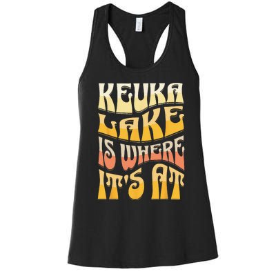 KEUKA LAKE NEW YORK Funny Fishing Camping Summer Women's Racerback Tank