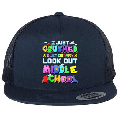 Kids Look Out Middle School Funny Gamer Back To School Flat Bill Trucker Hat