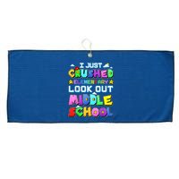 Kids Look Out Middle School Funny Gamer Back To School Large Microfiber Waffle Golf Towel