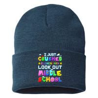 Kids Look Out Middle School Funny Gamer Back To School Sustainable Knit Beanie