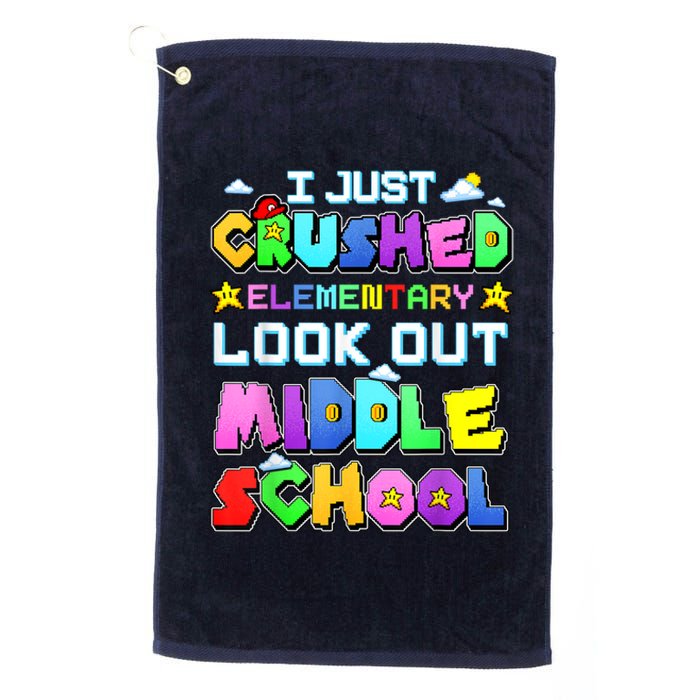 Kids Look Out Middle School Funny Gamer Back To School Platinum Collection Golf Towel