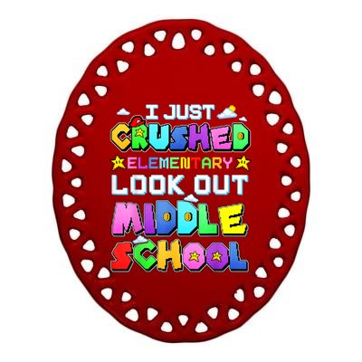 Kids Look Out Middle School Funny Gamer Back To School Ceramic Oval Ornament